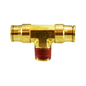 Midland Industries 20117 Fixed Male Branch Tee, 3/8-in Push-to-Connect x 3/8-in Push-to-Connect x 1/8-in Male NPTF, Brass