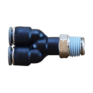Midland Industries 20194C Swivel Composite Wye Connector, 1/2 in Push-In x 1/2 in Push-In x 3/8 in MIP, Composite