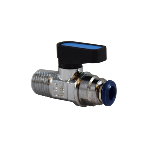 Midland Industries 28405 Mini Ball Valve, 3/8 in Nominal, Push-Fit x MNPT, 250 psi Pressure, Brass Body