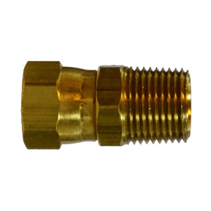 Midland Industries 28753 Straight Swivel Adapter, 3/8 in Female 37 deg JIC x 1/4 in MIP, Brass