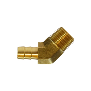 Midland Industries 32112 45-deg Elbow, 3/8-in Hose Barb x 1/4-in Male NPTF, Brass
