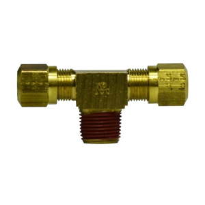 Midland Industries 38143 Branch Tee, 5/8 in Tube OD x 5/8 in Tube OD x 1/2 in Male NPTF, Brass