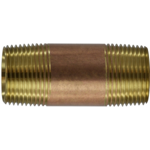 Midland Industries 40109 Seamless Pipe Nipple, 1 in MPT x 1 in MPT, 6 in, Brass