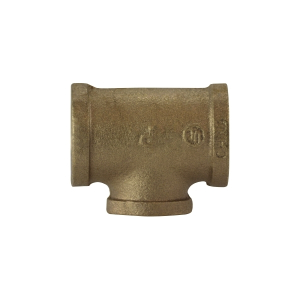 Midland Industries 44276 Branch Reducing Tee, 1/2 in FPT x 1/2 in FPT x 1/4 in FPT, Bronze