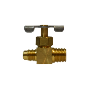 Midland Industries 46029 Needle Valve, 1/4 x 1/4 in Nominal, Male Flared x MPT, 150 psi Pressure, Brass Body