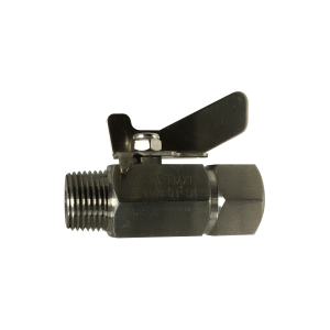 Midland Industries 46904SS Miniature Ball Valve, 3/8 in Nominal, MIP x FIP, 1000 psi WOG Pressure