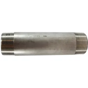 Midland Industries 48129 Welded Pipe Nipple, 1-1/4 in MPT x 1-1/4 in MPT, 6 in L, Stainless Steel, SCH 40 Schedule