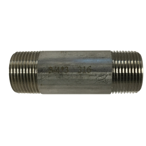 Midland Industries 49092 Welded Pipe Nipple, 3/4 in MPT x 3/4 in MPT, 8 in L, Stainless Steel, SCH 40 Schedule