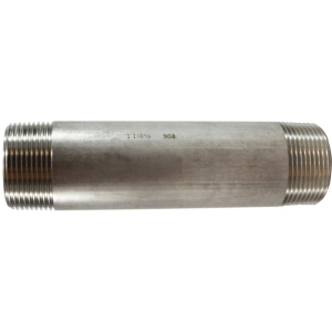 Midland Industries 49125 Welded Pipe Nipple, 1-1/4 in MPT x 1-1/4 in MPT, 4 in L, Stainless Steel, SCH 40 Schedule