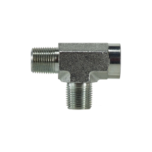 Midland Industries 560344 Run Tee, 1/4 in Male Pipe x 1/4 in Female Pipe x 1/4 in Male Pipe, Steel