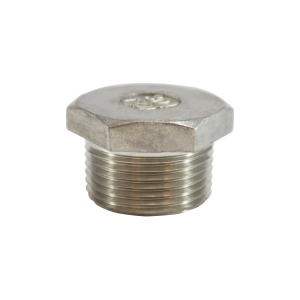 Midland Industries 62632 Cored Hex Head Plug, 3/8 in MPT, Stainless Steel, 150 lb