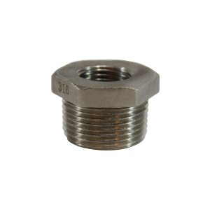 Midland Industries 63512 Hex Bushing, 1 in MPT x 1/2 in FPT, Stainless Steel, 150 lb