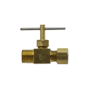 Midland Industries 709101-0604 Needle Valve, 3/8 x 1/4 in Nominal, Compression x MIP, Brass Body