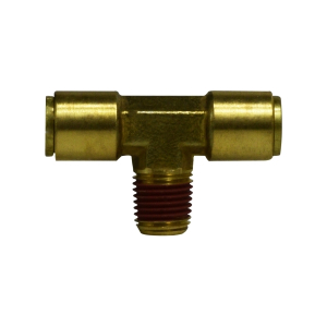 Midland Industries 720604 Branch Tee, 3/8 in Push-In x 1/4 in MIP x 3/8 in Push-In, Brass
