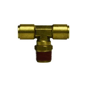 Midland Industries 720604S Swivel Branch Tee, 3/8 in Push-In x 1/4 in MPT x 3/8 in Push-In, Brass