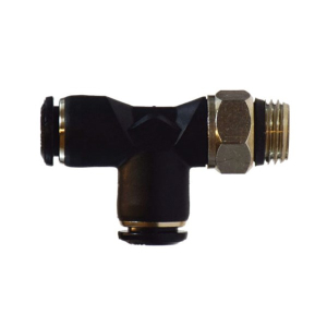 Midland Industries 20670 Swivel Run Tee, 4 mm Push-In x 4 mm Push-In x 1/8 in Male BSPT, Composite