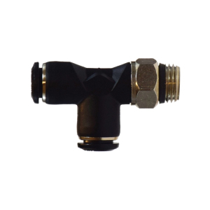 Midland Industries 20679 Swivel Run Tee, 12 mm Push-In x 1/2 in Push-In x 12 mm Male BSPT, Composite, Nickel-Plated