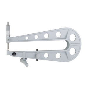 Mitutoyo 118-107 Series 118 Sheet Metal Micrometer, Flat Anvil/Spindle, 0-1", 12" Throat