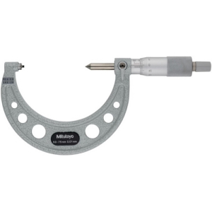 Mitutoyo 125-111 Series 125 Screw Thread Micrometer, 50-75 mm, 0.6-0.9 mm/44-28TPI