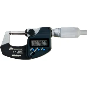 Mitutoyo 293-334-30 Series 293 Coolant Proof Micrometer IP65 Digimatic Micrometer, Ratchet Thimble, 0 - 1" / 0 - 25.4 mm