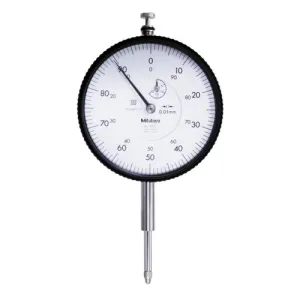 Mitutoyo 3050A Series 3 Dial Gauge, Lug Back, ISO Type, 20 mm Range, 0.01 mm Graduation, 0-100 Dial