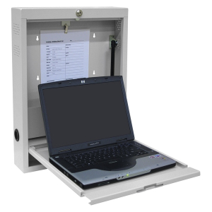 Omnimed 291559-LG 23.75"H X 32"W X 6"D Light Gray Laptop Floating Wall Desk with Flat Lock