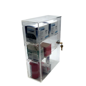 Omnimed 184001D 15" x 11" x 4.25" Transparent Utility Cabinet with 2 Shelves Keyed Different