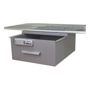 Omnimed 183036AT 13.85" x 15.37" x 6.45" Aluminum Refrigerator Lock Box Omni Drawer Keyed E-Lock with Audit Trail