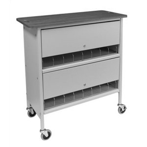 Omnimed 265616-BG Beige Artisan Privacy Chart Rack 16 3.5 inch Binder Capacity with Cherry Top