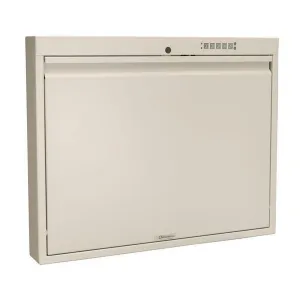 Omnimed 291520-BG 23.75"H X 30"W X 4"D Beige Floating Wall Mounted Desk with Self Close E-Lock