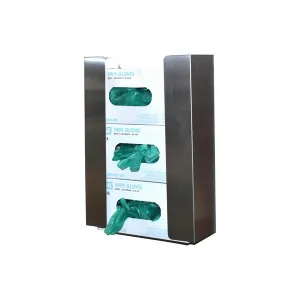 Omnimed 305402 9.88"W x 15"H x 3.5"D Magnetic Triple Glove Box Holder Wall Mounted Dispenser