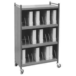 Omnimed 260130-LG 56.75"H x 34.50"W x 17"D Light Gray Economy Closed Chart Rack 30 Binder Capacity