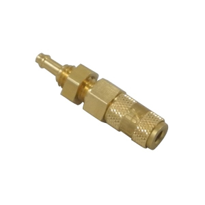 Parker 02KATS02MPX Series 02 2 MM Brass Coupler with Valve, Panel Mount with Hose Barb