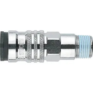 Parker 1400KAAK17SPN Series 1400 3/8" Steel Nickel Plated Coupler with Valve ISO 6150 B Profile, Male Thread