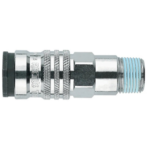 Parker 1700KAAK26SPN Series 1700 3/4" Steel Nickel Plated Coupler with Valve European Profile ND 10, Male BSPT