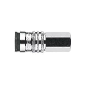 Parker 1700KAIW17SPN Series 1700 3/8" Steel Nickel Plated Coupler with Valve European Profile ND 10, Female, BSPP
