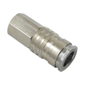Parker 1800KAIW17MPN Series 1800 3/8" Brass Nickel Plated Coupler with Valve Scandinavian Profile, Female Thread