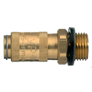 Parker 20KAAW10MPX Series 20 1/8" Brass Coupler with Valve European Profile, ND 2.7, Male, BSPP