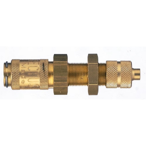 Parker 20KAKS46MPX Series 20 4x6.3 MM Brass Coupler with Valve European Profile, ND 2.7, Panel Mount Plastic Hose Connection