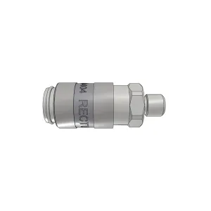 Parker 20KFAM05MPN Series 20 5 mm Straight-Through Brass Quick Coupling, European profile, ND 2.7, NBR Seal, Male, Metric DIN 13 Conn., Nickel Plated