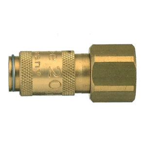 Parker 20KBIM05MPX Series 20 5 MM Brass Nickel Plated Coupler with Double Shut-Off Valve European Profile, ND 2.7, Female, Metric