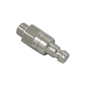 Parker 21SBAN13RVX Series 21 Quick Connect Plug European Profile ND 5 Stainless Steel AISI 303 Male NPT ANSI B 1.20.1 Double Shut-Off FKM 13 mm