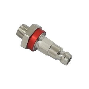 Parker 21SFAW10MXN8 Series 21 Quick Connect Plug European Profile ND 5 Brass Nickel-Plated Male BSPP ISO 228 Straight-Through 10 mm Red