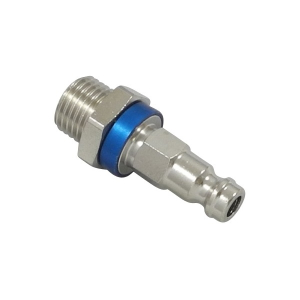 Parker 21SFAW13MXN6 Series 21 Quick Connect Plug European Profile ND 5 Brass Nickel-Plated Male BSPP ISO 228 Straight-Through 13 mm Blue