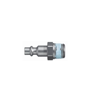 Parker 23SFAK17SXN Series 23 Premium Quick Connect Plug with ISO 6150 B Profile Steel Nickel Plated Male Thread Tapered Single Shut-Off 3/8 in.