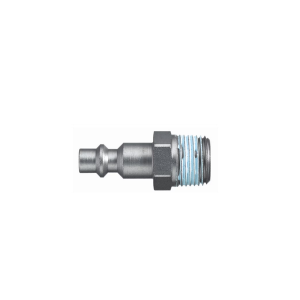 Parker 23SFAK21SXN Series 23 Premium Quick Connect Plug with ISO 6150 B Profile Steel Nickel Plated Male Thread Tapered Single Shut-Off 1/2 in.