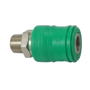 Parker 24KEAK17MPN Series 24 3/8" Premium Brass Nickel Plated Coupler with Valve & Self-Venting System, Male, BSPT