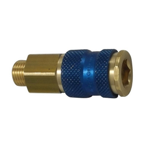 Parker 25KAAN21BPX6 Series 25 1/2" Color Coded Brass Coupler with Valve, Male NPT (Blue Hexagonal)
