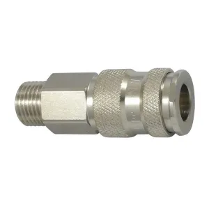 Parker 25KAAN21MPN Series 25 1/2" Brass Nickel Plated Coupler with Valve, Male NPT