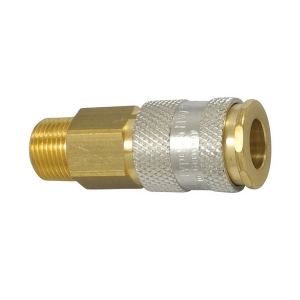 Parker 25KAAN21MPX Series 25 1/2" Brass Coupler with Valve, Male NPT